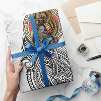 Japanese Samurai Warrior Wrapping Paper White Polynesian Tattoo Style - Polynesian Pride