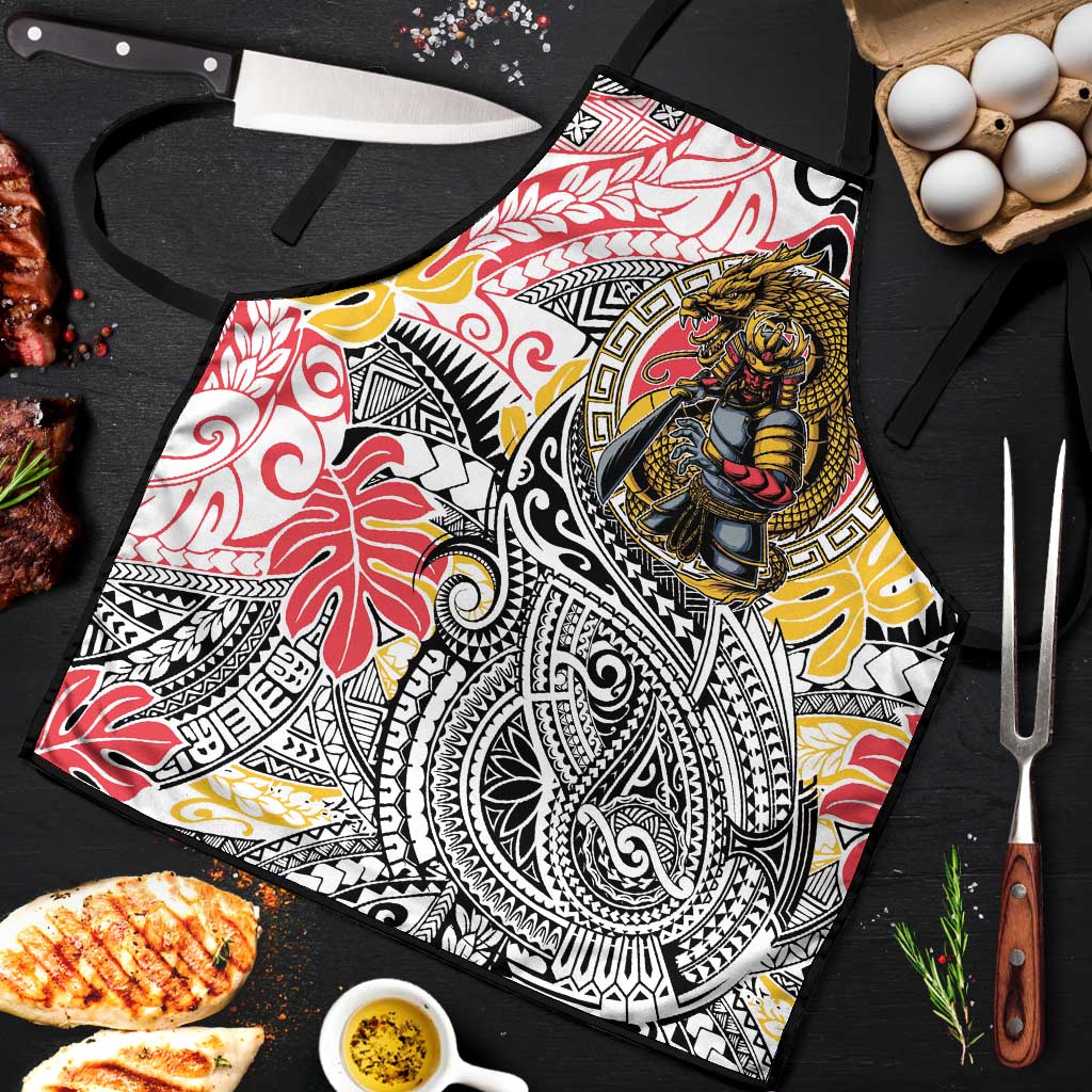 Japanese Samurai Warrior Apron Colorful Polynesian Tattoo Style - Polynesian Pride