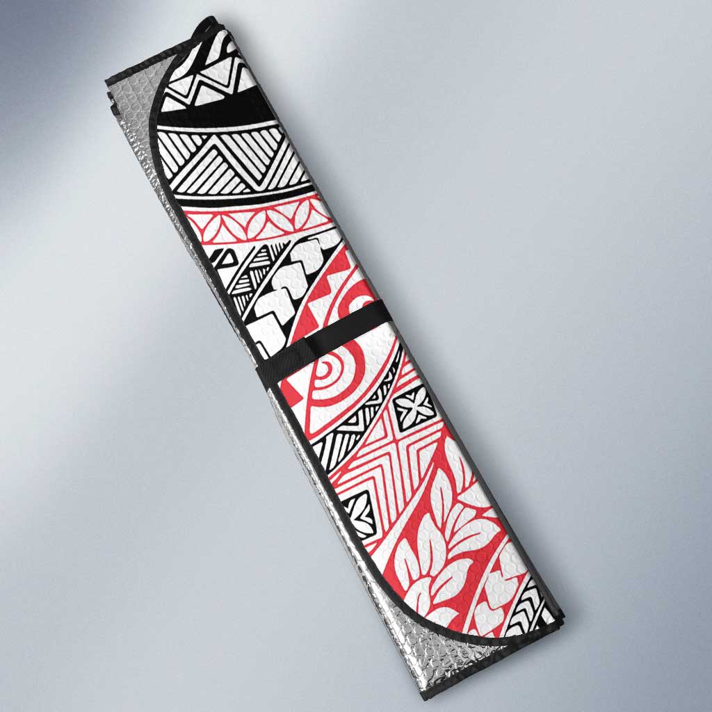 Japanese Samurai Warrior Auto Sun Shade Colorful Polynesian Tattoo Style - Polynesian Pride