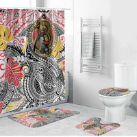Japanese Samurai Warrior Bathroom Set Colorful Polynesian Tattoo Style - Polynesian Pride