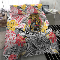 Japanese Samurai Warrior Bedding Set Colorful Polynesian Tattoo Style