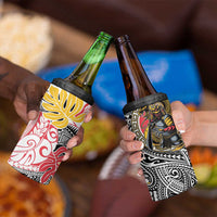 Japanese Samurai Warrior 4 in 1 Can Cooler Tumbler Colorful Polynesian Tattoo Style