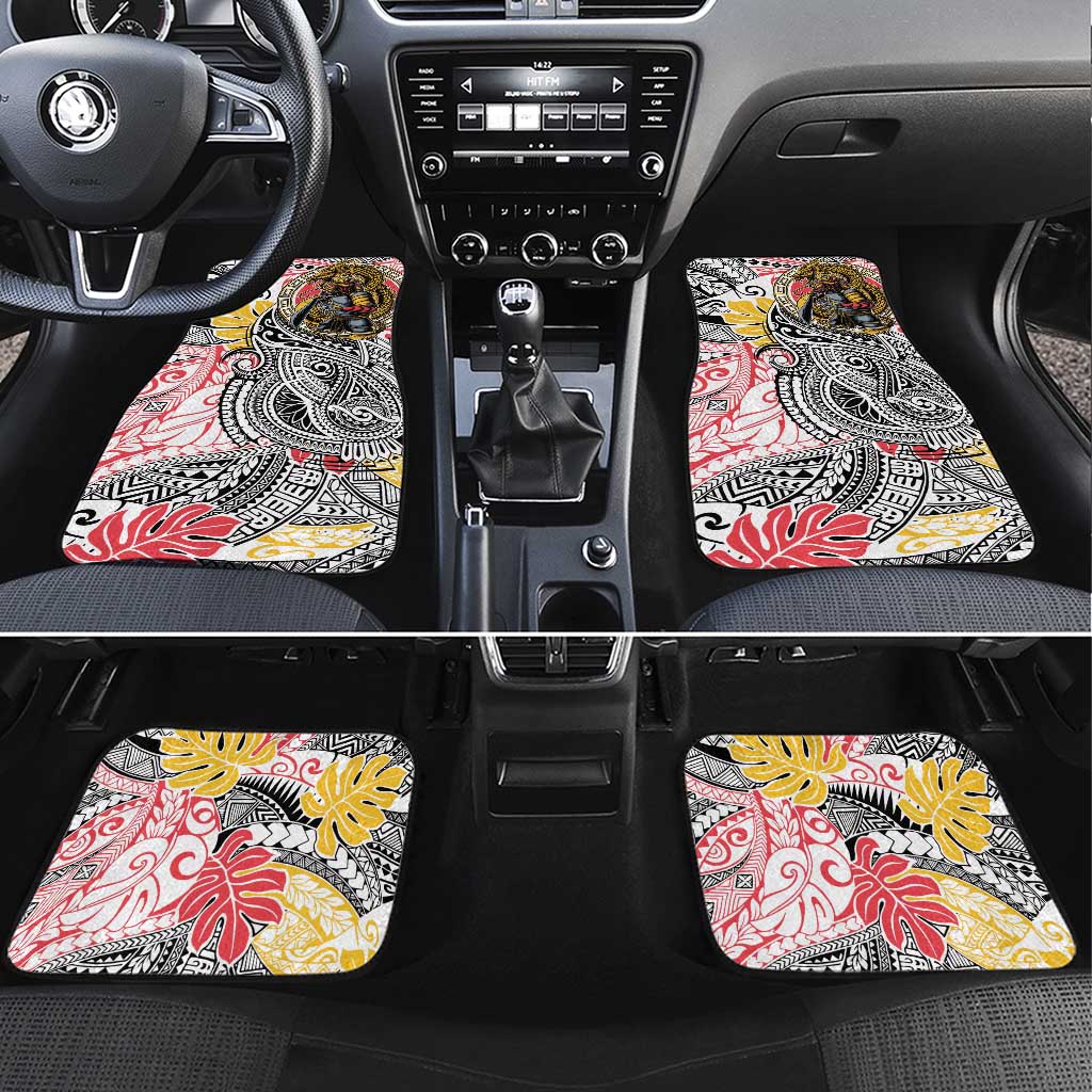 Japanese Samurai Warrior Car Mats Colorful Polynesian Tattoo Style