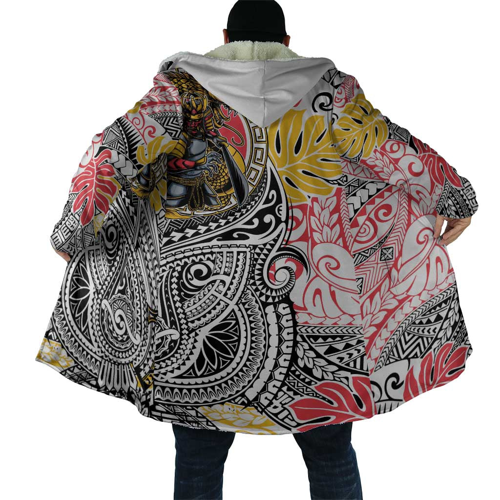 Japanese Samurai Warrior Cloak Colorful Polynesian Tattoo Style - Polynesian Pride