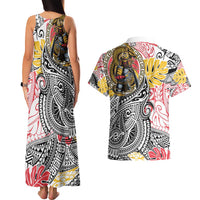 Japanese Samurai Warrior Couples Matching Tank Maxi Dress and Hawaiian Shirt Colorful Polynesian Tattoo Style LT9 - Polynesian Pride