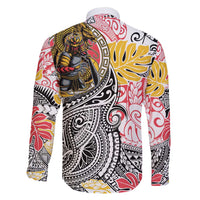 Japanese Samurai Warrior Family Matching Mermaid Dress and Hawaiian Shirt Colorful Polynesian Tattoo Style