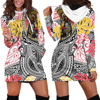Japanese Samurai Warrior Hoodie Dress Colorful Polynesian Tattoo Style