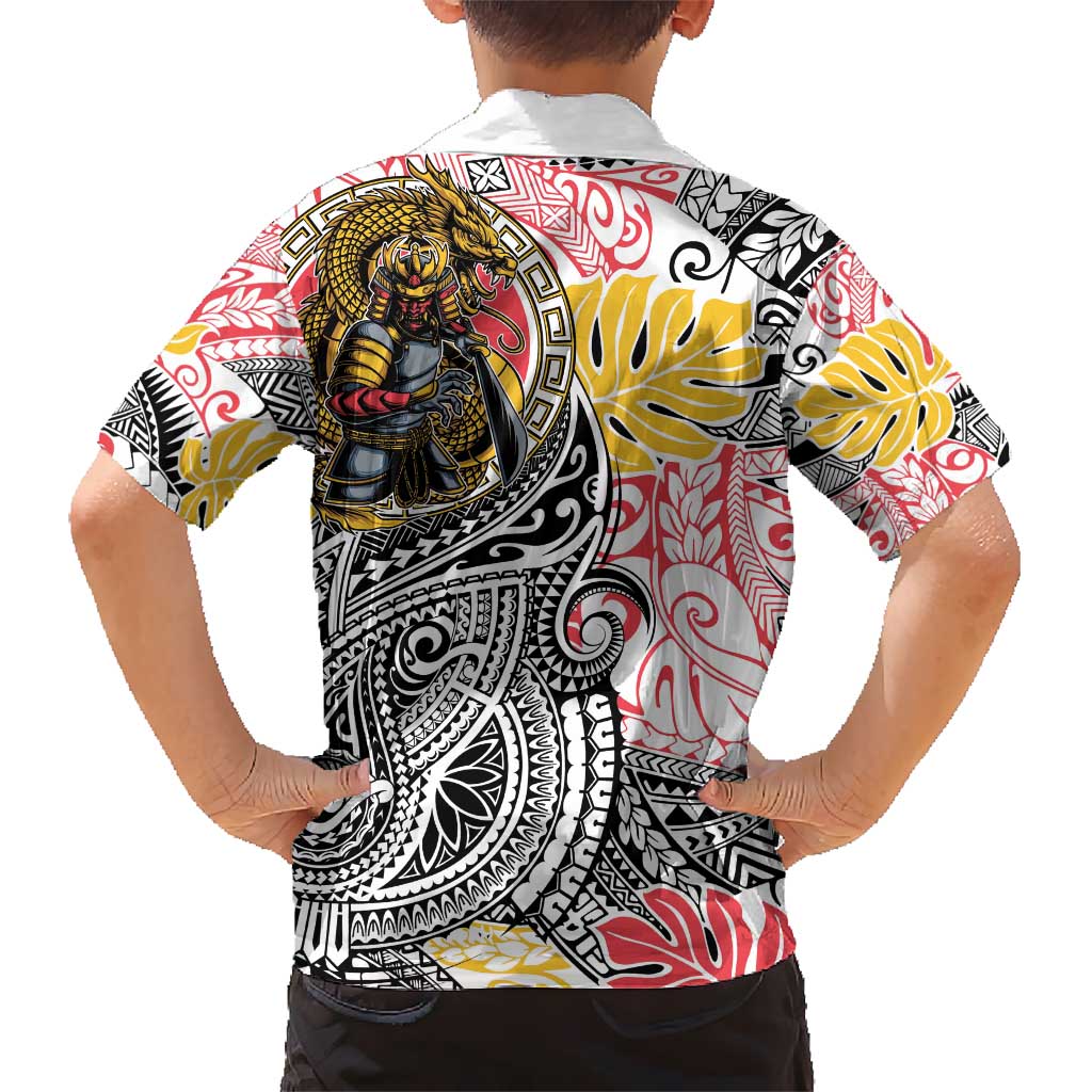 Japanese Samurai Warrior Kid Hawaiian Shirt Colorful Polynesian Tattoo Style LT9 - Polynesian Pride