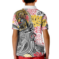Japanese Samurai Warrior Kid Polo Shirt Colorful Polynesian Tattoo Style LT9 - Polynesian Pride