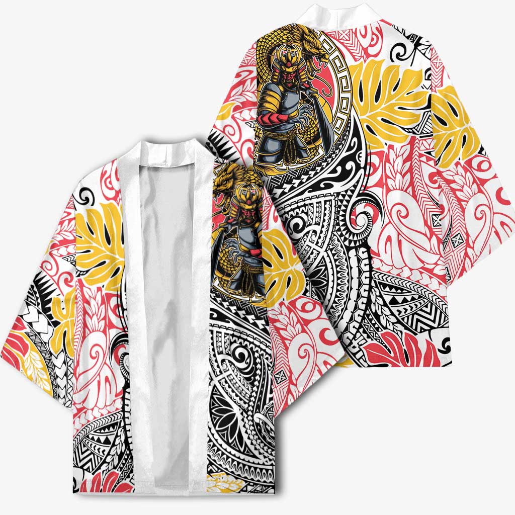 Japanese Samurai Warrior Kimono Colorful Polynesian Tattoo Style - Polynesian Pride