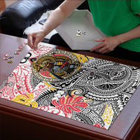 Japanese Samurai Warrior Puzzle Colorful Polynesian Tattoo Style - Polynesian Pride