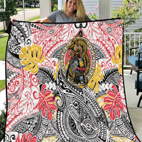 Japanese Samurai Warrior Quilt Colorful Polynesian Tattoo Style