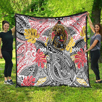 Japanese Samurai Warrior Quilt Colorful Polynesian Tattoo Style