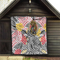Japanese Samurai Warrior Quilt Colorful Polynesian Tattoo Style