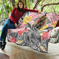 Japanese Samurai Warrior Quilt Colorful Polynesian Tattoo Style