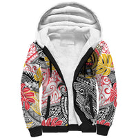 Japanese Samurai Warrior Sherpa Hoodie Colorful Polynesian Tattoo Style