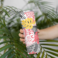 Japanese Samurai Warrior Skinny Tumbler Colorful Polynesian Tattoo Style