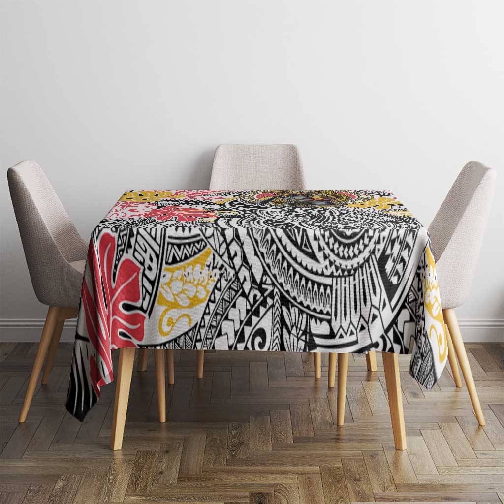 Japanese Samurai Warrior Tablecloth Colorful Polynesian Tattoo Style