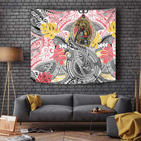 Japanese Samurai Warrior Tapestry Colorful Polynesian Tattoo Style