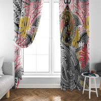 Japanese Samurai Warrior Window Curtain Colorful Polynesian Tattoo Style
