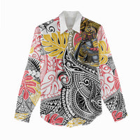 Japanese Samurai Warrior Women Casual Shirt Colorful Polynesian Tattoo Style