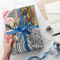 Japanese Samurai Warrior Wrapping Paper Colorful Polynesian Tattoo Style - Polynesian Pride