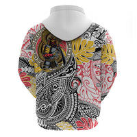 Japanese Samurai Warrior Zip Hoodie Colorful Polynesian Tattoo Style