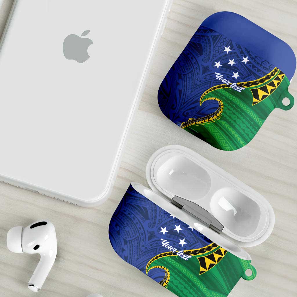 Solomon Islands Independence Day 1978 Personalised AirPods Case Polynesian Pattern with Flag Style - Polynesian Pride