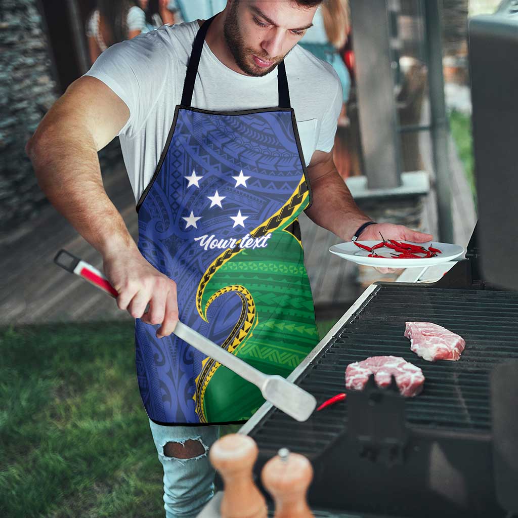 Solomon Islands Independence Day 1978 Personalised Apron Polynesian Pattern with Flag Style - Polynesian Pride
