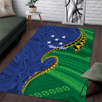 Solomon Islands Independence Day 1978 Personalised Area Rug Polynesian Pattern with Flag Style