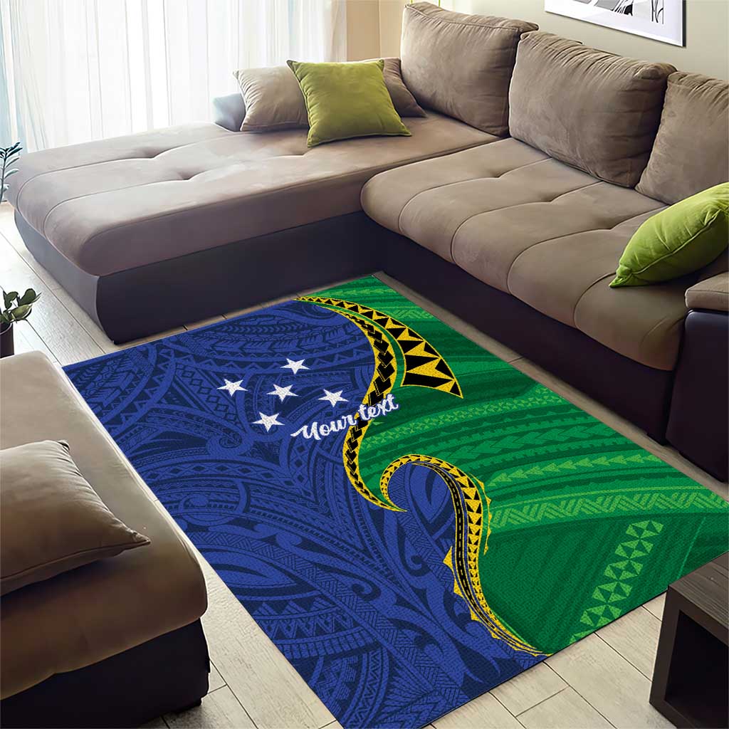 Solomon Islands Independence Day 1978 Personalised Area Rug Polynesian Pattern with Flag Style