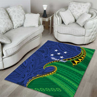 Solomon Islands Independence Day 1978 Personalised Area Rug Polynesian Pattern with Flag Style