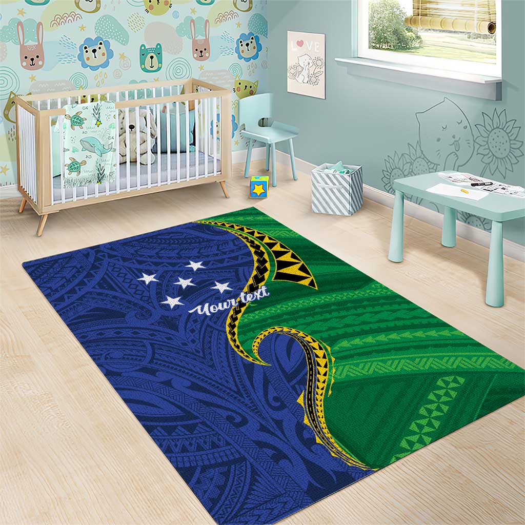 Solomon Islands Independence Day 1978 Personalised Area Rug Polynesian Pattern with Flag Style
