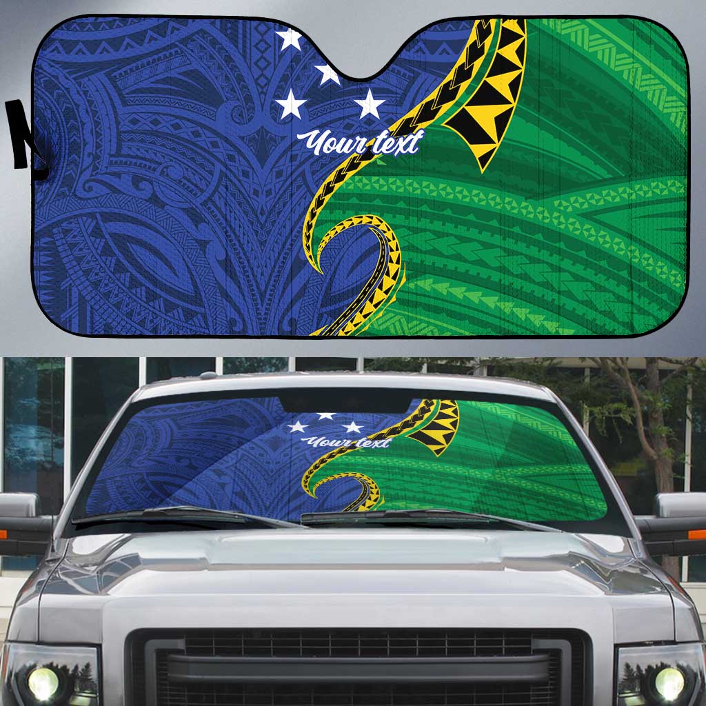 Solomon Islands Independence Day 1978 Personalised Auto Sun Shade Polynesian Pattern with Flag Style - Polynesian Pride