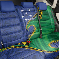 Solomon Islands Independence Day 1978 Personalised Back Car Seat Cover Polynesian Pattern with Flag Style