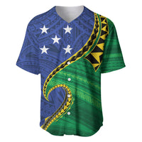 Solomon Islands Independence Day 1978 Personalised Baseball Jersey Polynesian Pattern with Flag Style