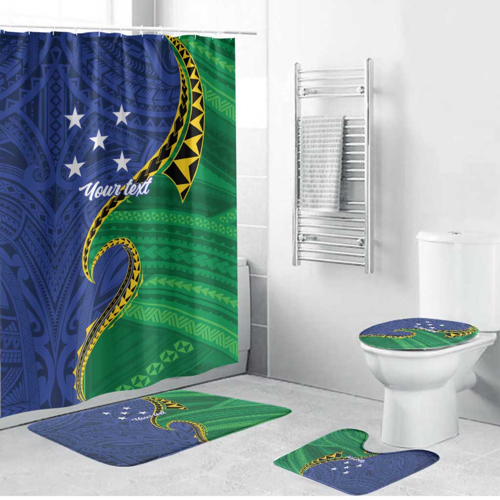 Solomon Islands Independence Day 1978 Personalised Bathroom Set Polynesian Pattern with Flag Style - Polynesian Pride