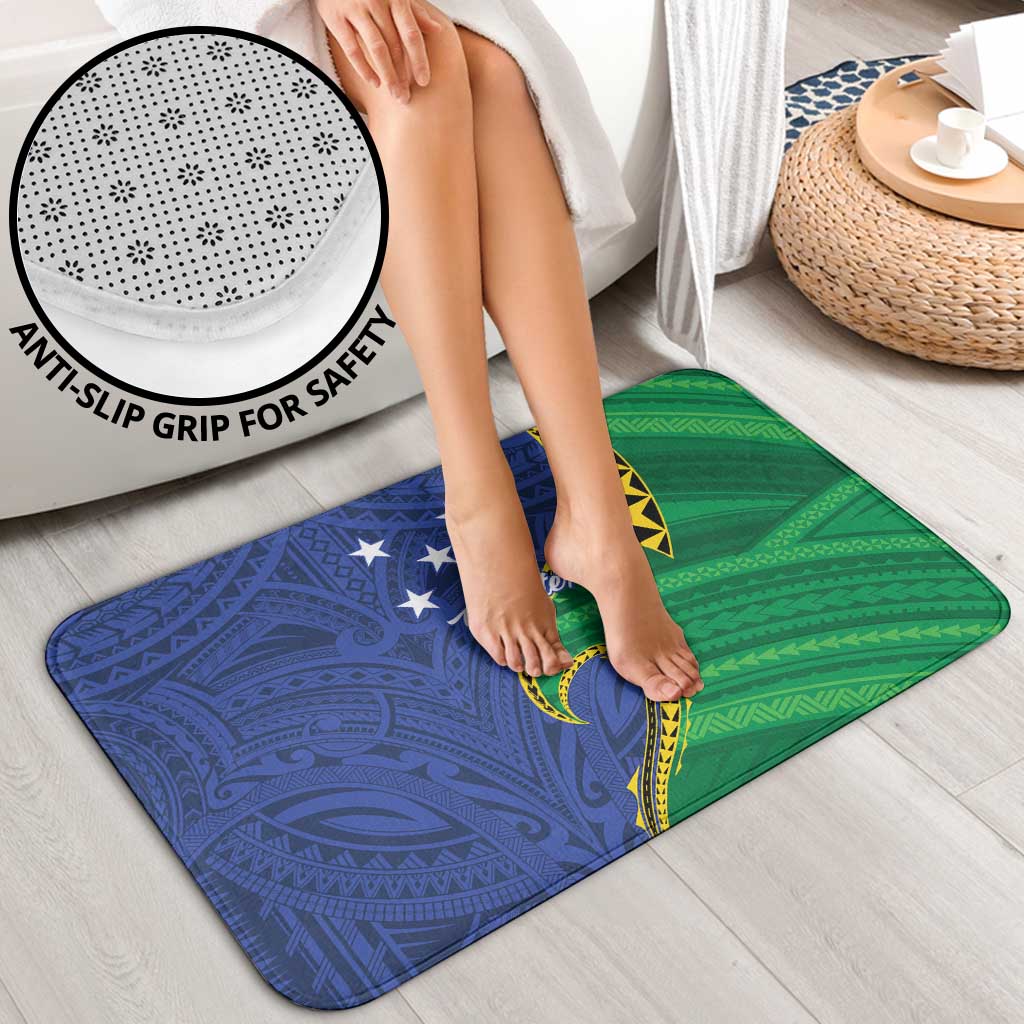 Solomon Islands Independence Day 1978 Personalised Bathroom Set Polynesian Pattern with Flag Style - Polynesian Pride