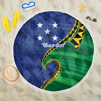 Solomon Islands Independence Day 1978 Personalised Beach Blanket Polynesian Pattern with Flag Style