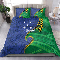 Solomon Islands Independence Day 1978 Personalised Bedding Set Polynesian Pattern with Flag Style