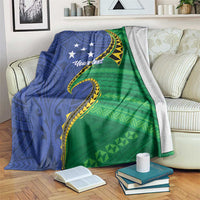 Solomon Islands Independence Day 1978 Personalised Blanket Polynesian Pattern with Flag Style