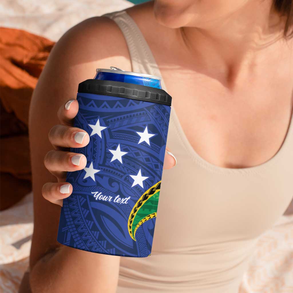 Solomon Islands Independence Day 1978 Personalised 4 in 1 Can Cooler Tumbler Polynesian Pattern with Flag Style