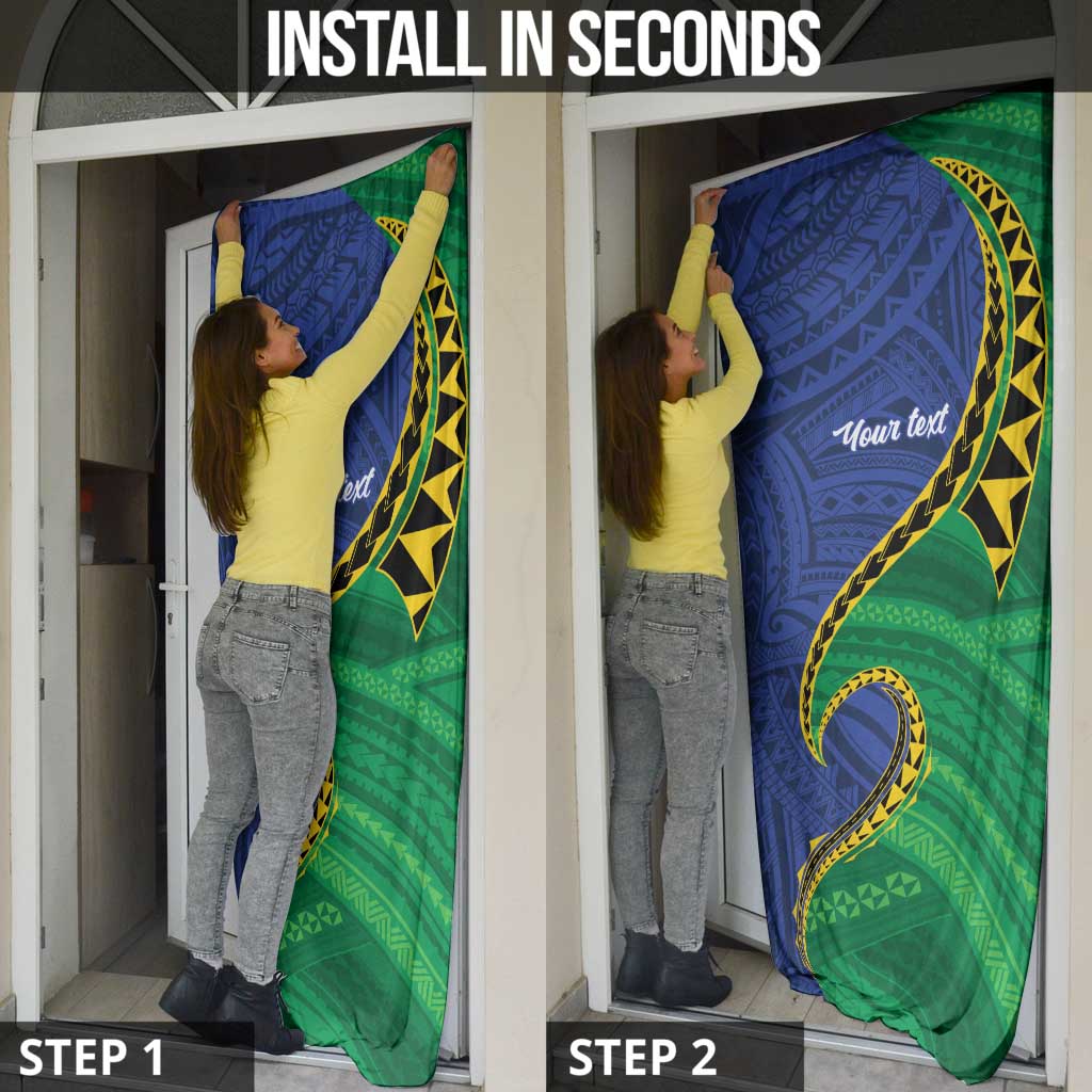 Solomon Islands Independence Day 1978 Personalised Door Cover Polynesian Pattern with Flag Style - Polynesian Pride