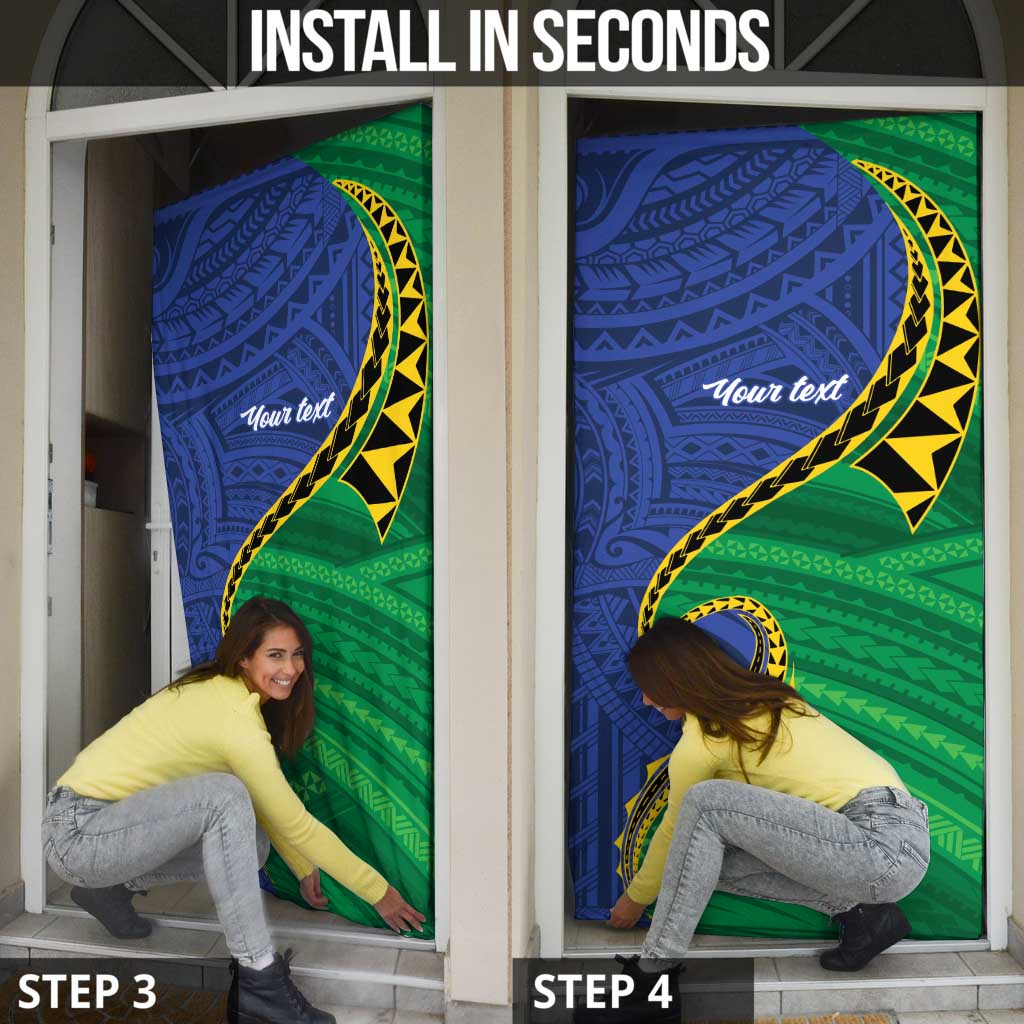 Solomon Islands Independence Day 1978 Personalised Door Cover Polynesian Pattern with Flag Style - Polynesian Pride
