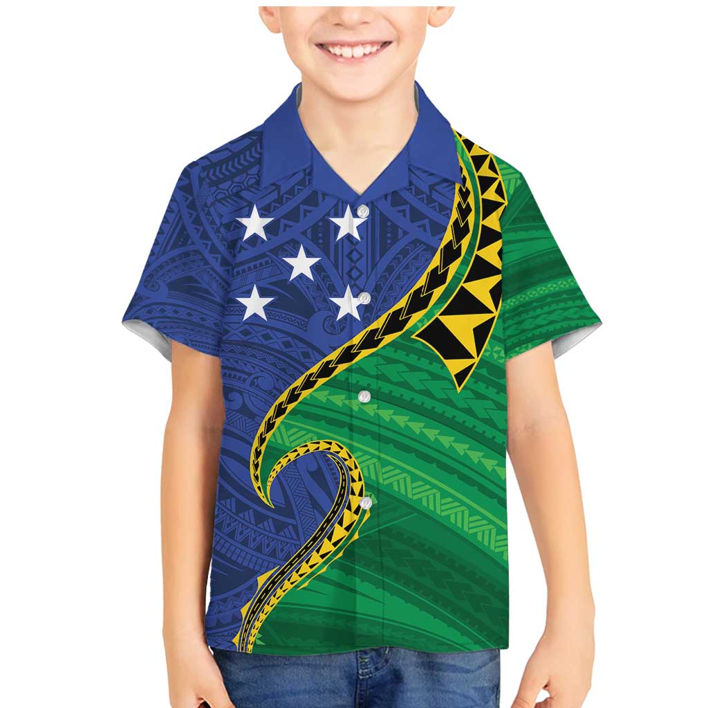 Solomon Islands Independence Day 1978 Personalised Family Matching Mermaid Dress and Hawaiian Shirt Polynesian Pattern with Flag Style