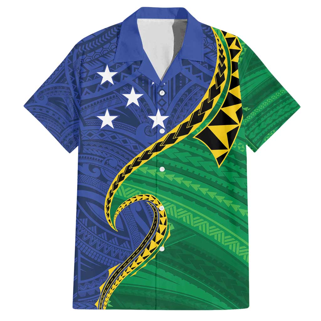 Solomon Islands Independence Day 1978 Personalised Family Matching Puletasi and Hawaiian Shirt Polynesian Pattern with Flag Style