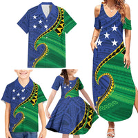 Solomon Islands Independence Day 1978 Personalised Family Matching Summer Maxi Dress and Hawaiian Shirt Polynesian Pattern with Flag Style