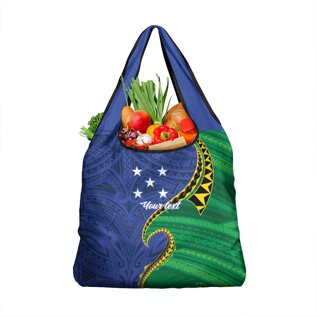 Solomon Islands Independence Day 1978 Personalised Grocery Bag Polynesian Pattern with Flag Style