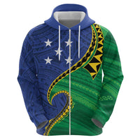 Solomon Islands Independence Day 1978 Personalised Hoodie Polynesian Pattern with Flag Style