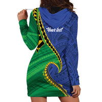 Solomon Islands Independence Day 1978 Personalised Hoodie Dress Polynesian Pattern with Flag Style
